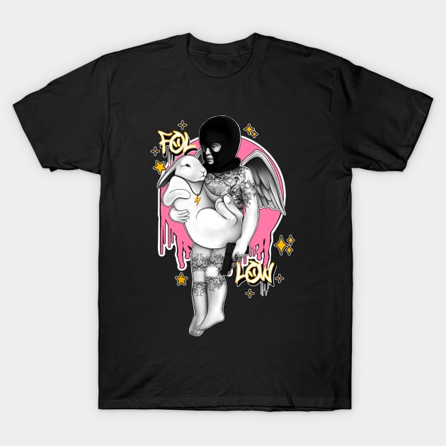 Follow white rabbit punk angel T-Shirt by Meakm